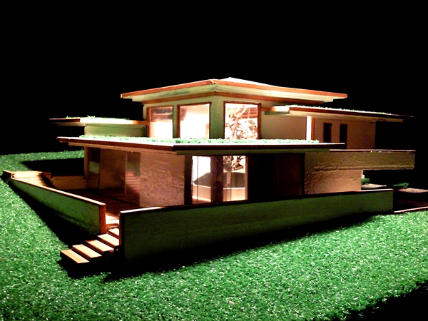 wood downhill house glass model