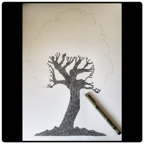 art detail Tree  kenya mombasa Love roots strength inspiration micron ink