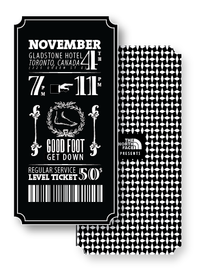 Event Invitation Good foot get down pattern bw black and white tickets rsvp brochure