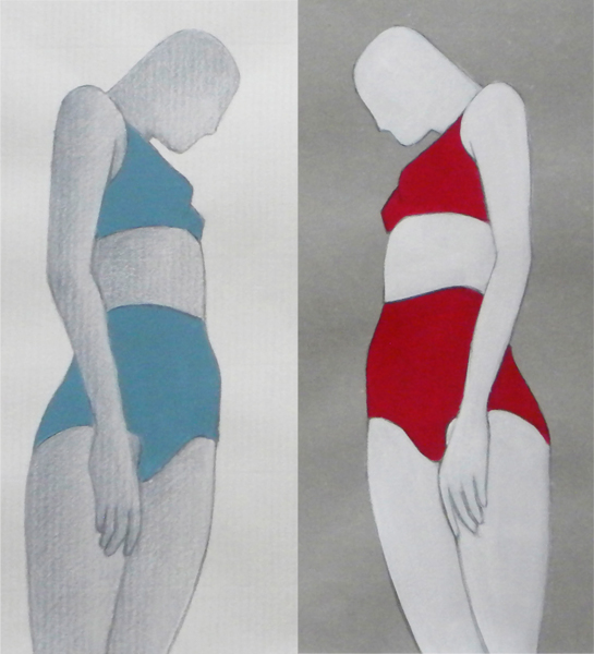 ILLUSTRATION  Paintings  costume Swimsuits divers female figure