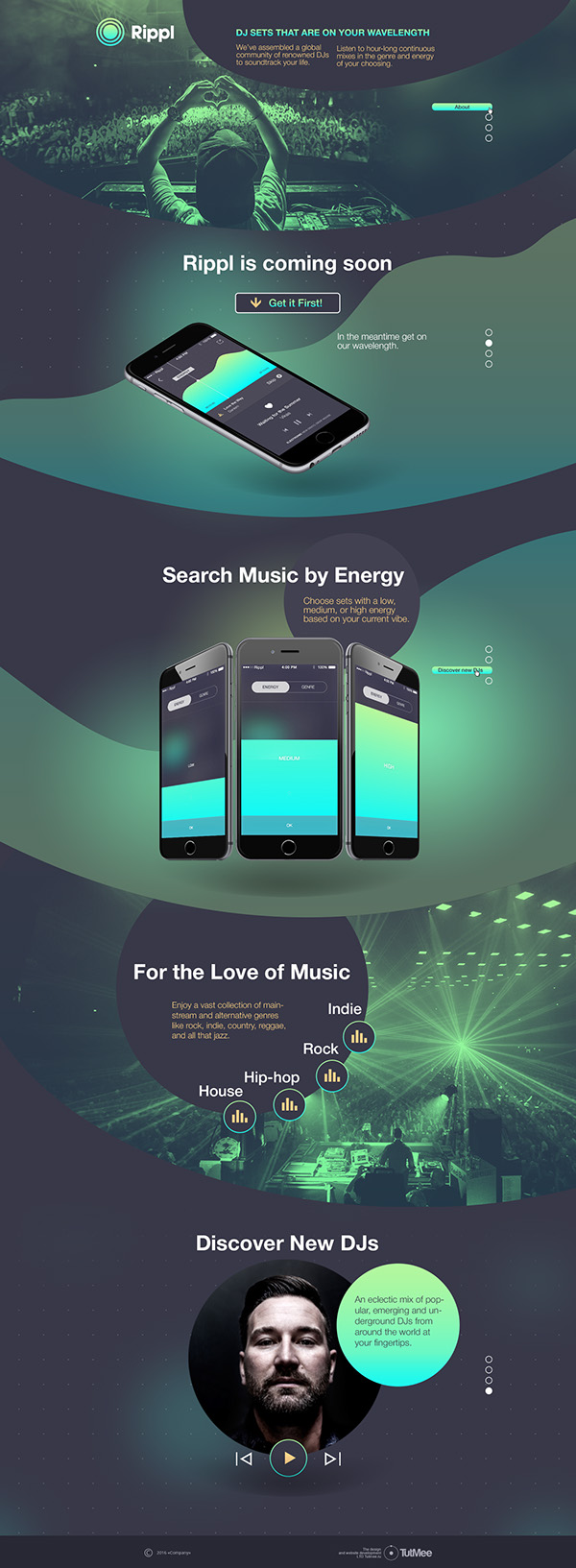 Promo Landing page for music Mobile App Rippl