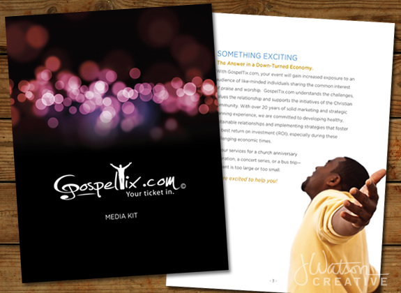 GospelTix.com media kit design Layout Design