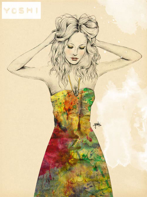 watercolour women's hair Accessory fashion illustration design pattern