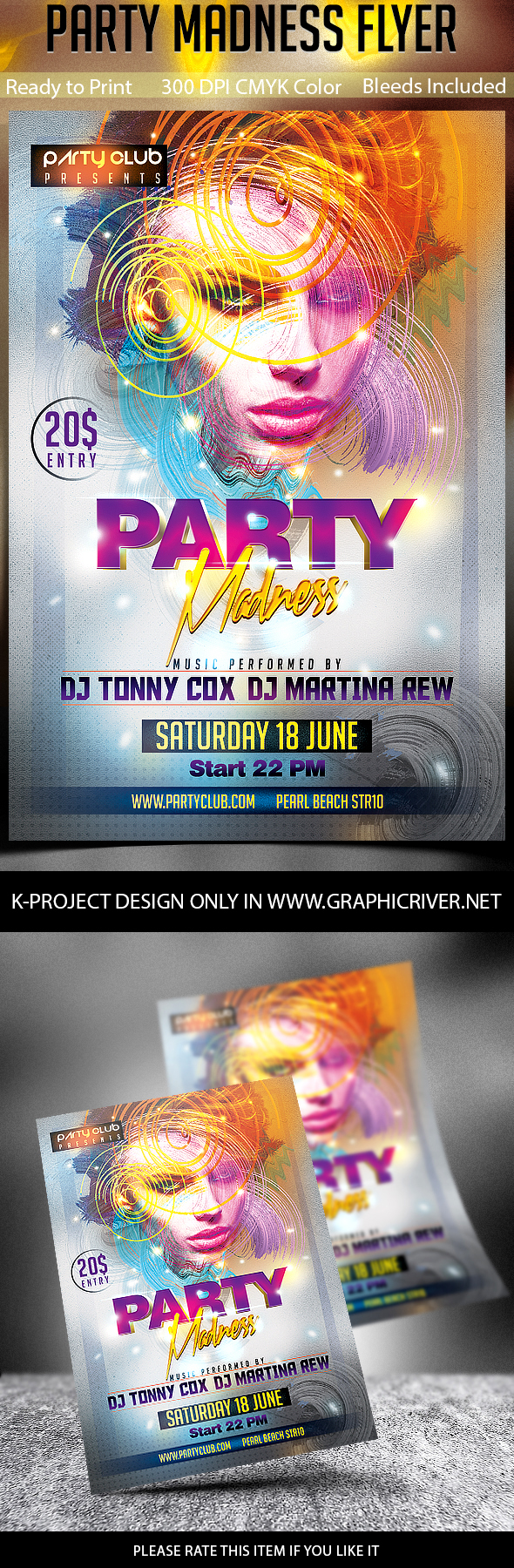 party madness flyer Event print design club