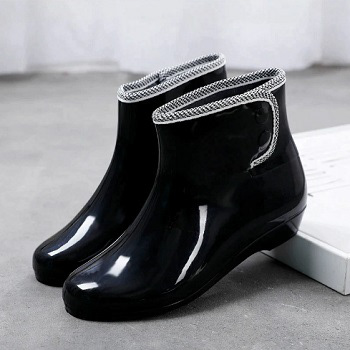 black ankle rain boots