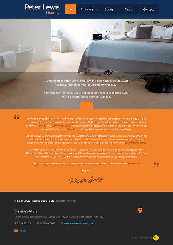 clean flooring Web Website orange simple logo blue wales UK
