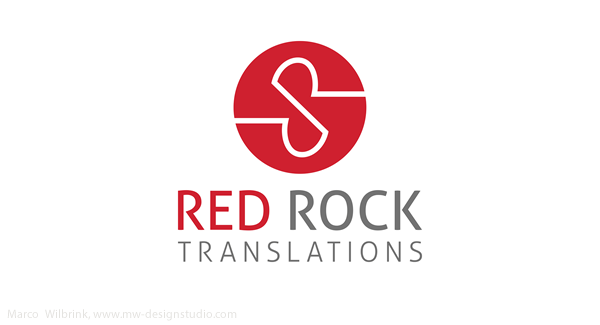 Logo Design logo Red Rock Translations MW Design Studio red translation services redrock RR monogram symbol logo mark White logo identity letter rr letter r