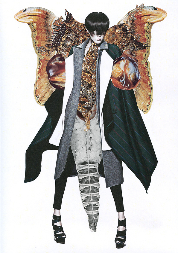 collage model fahion china hand made Alexander Mc Queen weird organic strong