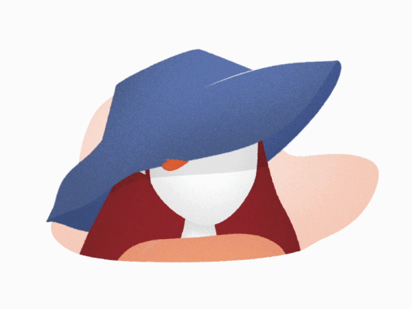 Girl with a big blue hat
