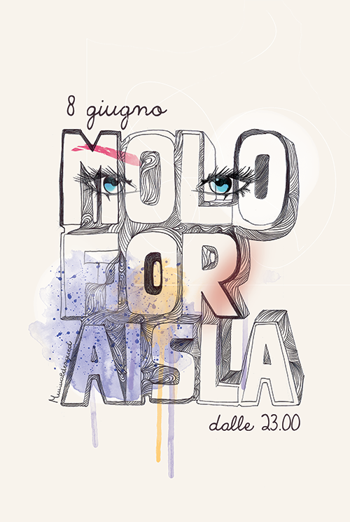 minimal minimaldesign AISLA   charity SLA handmade sketch watercolor Brescia rotary milan Italy
