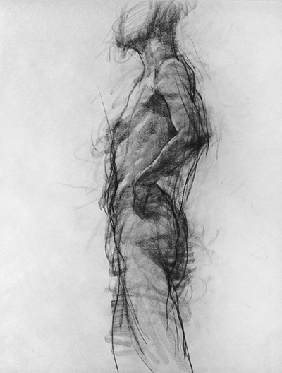 life drawing conte pastel portrait nude gesture