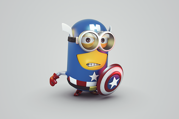 captain america minion despicable me 3D Character highpoly shield