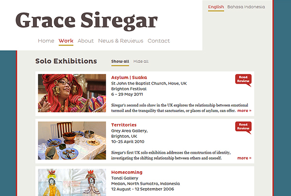 Grace Siregar artist's website portfolio