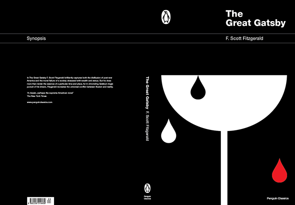 The Great Gatsby F. Scott Fitzgerald Book Cover Design penguin classics jay gatsby minimalist design helvetica conceptual modern classic book cover Stark High Contrast clean
