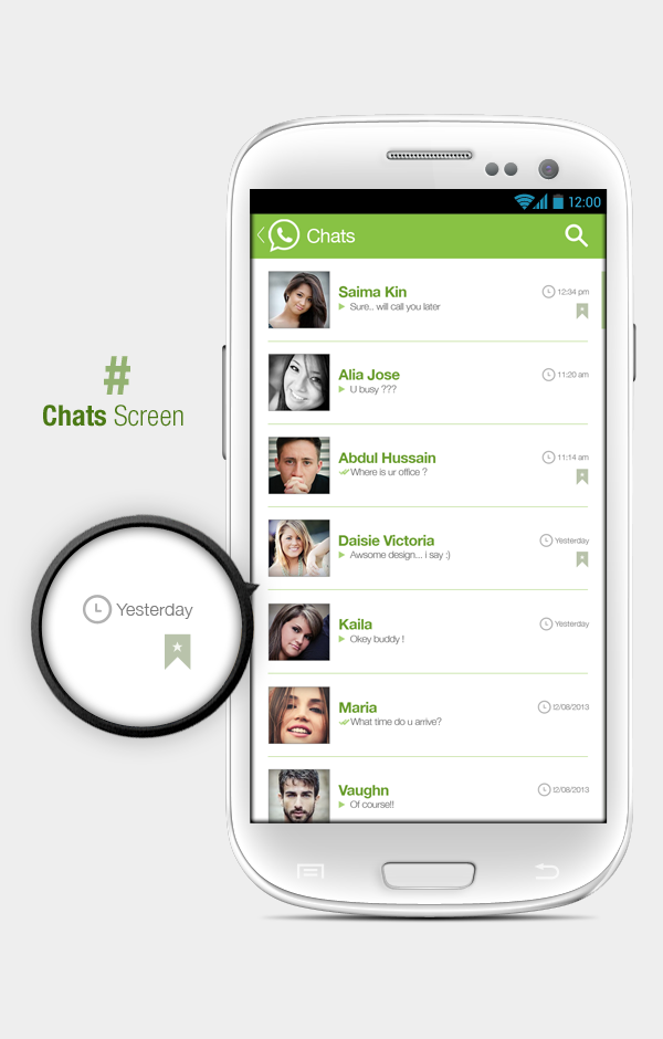 WhatsApp hari krishnan ux app android flat ui green ui design user interface redesign mobile iphone UI ios Webdesign