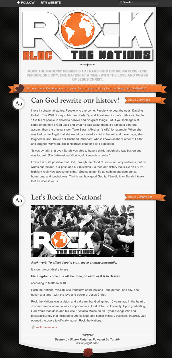 rock the nations missions joshua damon bwr  design Website Web design Blog tulsa