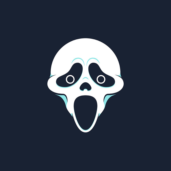 horror Halloween ghost villain evil mask pop culture cute cartoon flat skull grim reaper puppet Scary monster