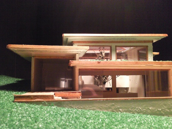 wood downhill house glass model