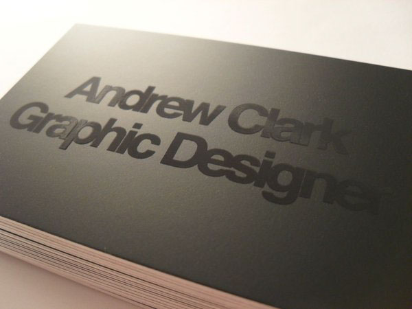 Clark graphic designer andrew business card corpoatre i.d logo spot varnish business card