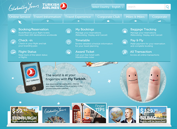 user interface Turkish Airlines airlines website ux Webdesign berkanism Concept Work