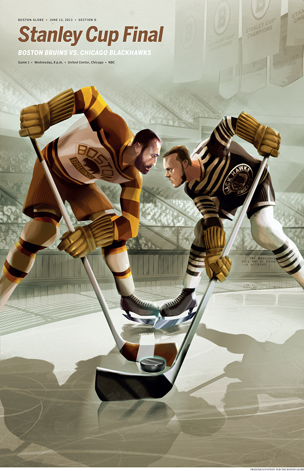 hockey vintage sports stanley cup Boston Globe Players Boston Garden ice hockey poster sport poster sport cover