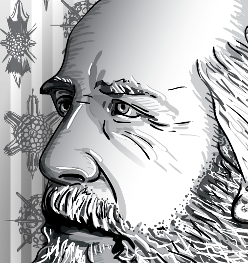 Ernst Haeckel biologist naturalist portrait vector black and white science