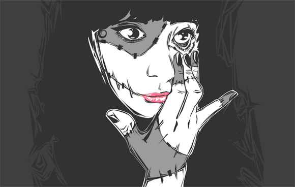 vexel girl fantasy zombie japanese Hiragana