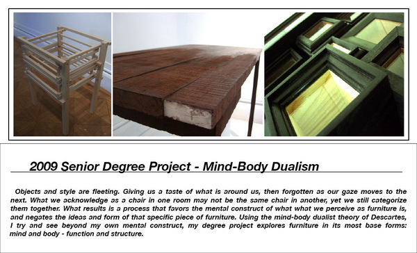 RISD Senior Year Degree Project mind body dualism furniture structure function Black Walnut Poplar maple cherry Plexi Glass Salvation Army