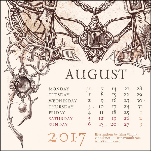 calendar graphic creatures plants
