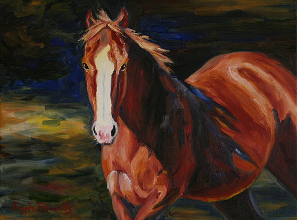 horses  equine Oil Painting canvas western color  impressionist ranch animals Quarter Horses Cow Horse