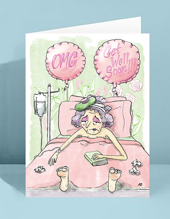 greeting card Stationery ILLUSTRATION  ryan blomberg old woman funny humor cards Birthday Christmas
