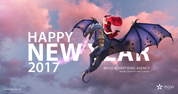 happy new year year 2017 Santa Claus Merry Christmas Mojo Advertising Agency ramy mohamed Christmas dragon snow flakes