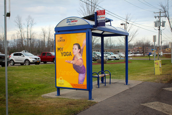 transit ads Bus Shelter Photo Manipulation  wellness center Yoga