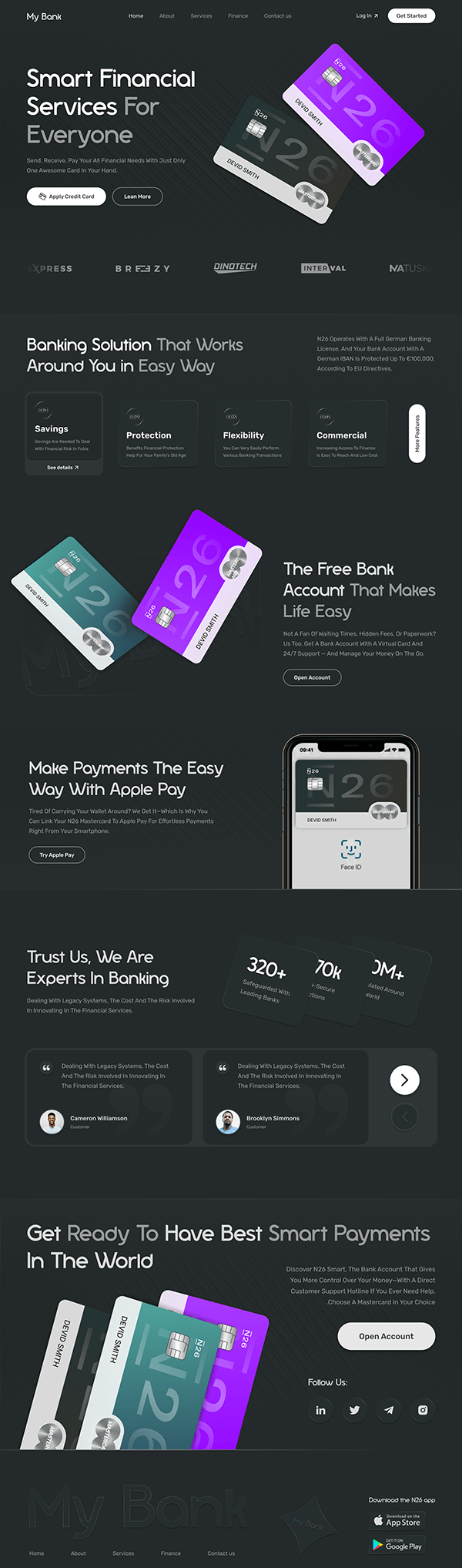 Defi CARD -Bank Finance Landing Page Design
