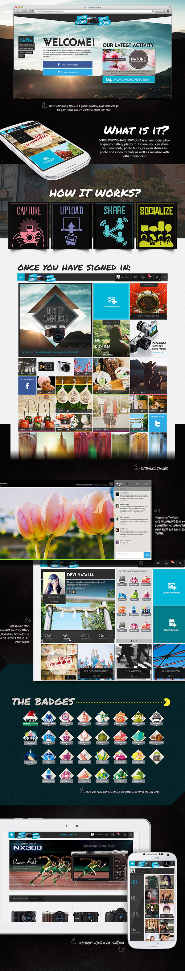 Web design UI Responsive Platform metro Scrolling gallery portfolio photographer Website modern flat camera