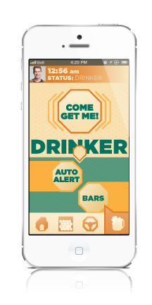 buzzed   App design designated driving bee Pin Point