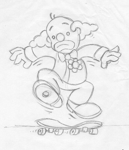 clown  Ollie  skateboard  t-shirt