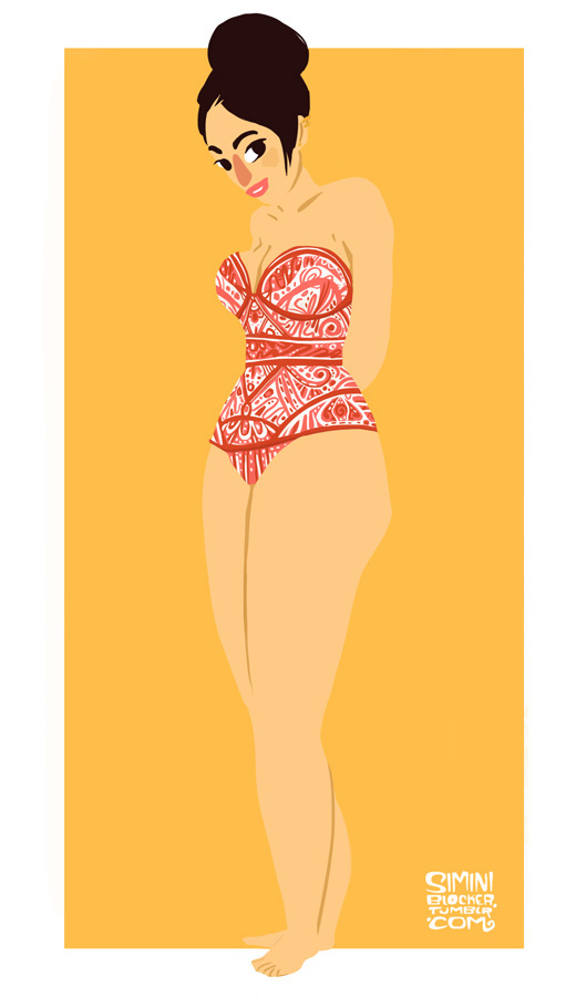 fashion illustration Swimsuits pin-ups body positive Patterns shapes women