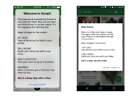 Swapit startup dialog Onboarding ux UI redesign swapit app swap it hk