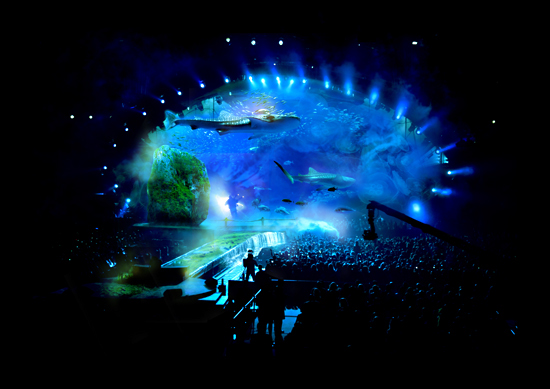 water fish blue concert people party crowd Whale coral grass green black dark wallpaper sea Ocean lights