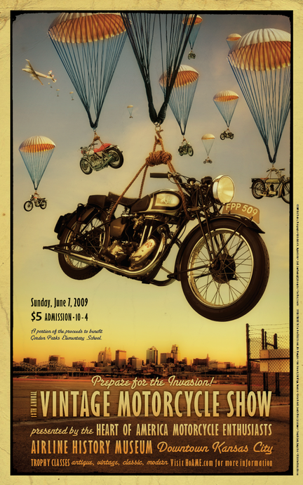 poster vintage motorcycles heart of america
