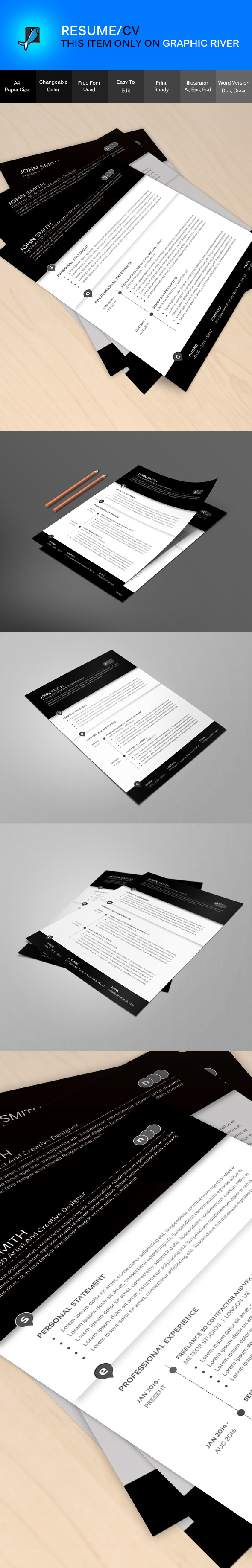 one page resume paper Personal Resume professional psd Resume template Resume/CV White black resume