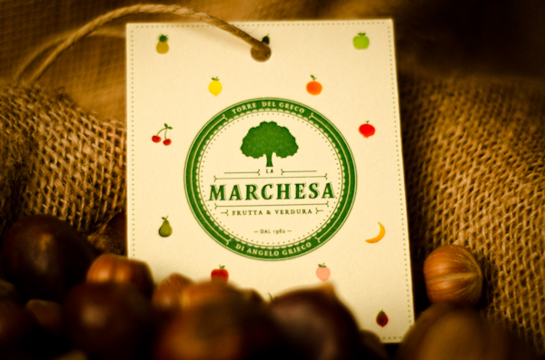 brand identity  logo design  Fruiter  frutis  vegetables  La Marchesa tag  stamp  quadraat font  tag giuseppina grieco