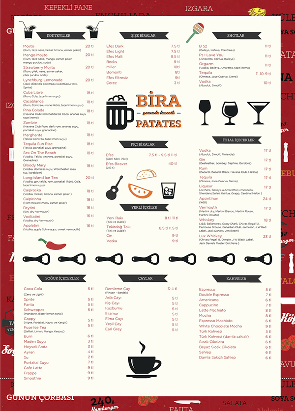 menu brasserie print