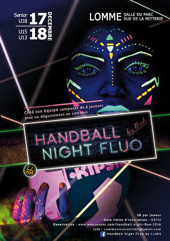 handball fluo night sport hand party france