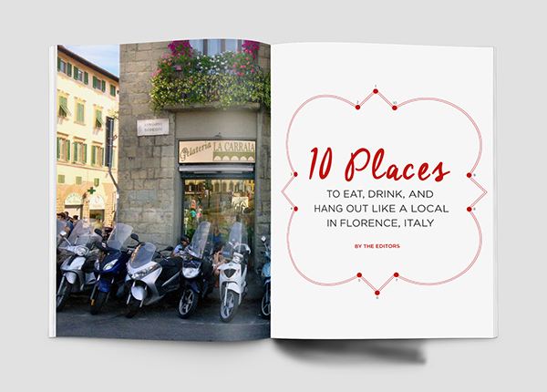 Florence Italy vespa magazine spread Layout Travel