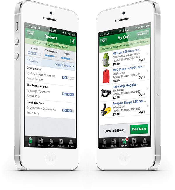MEC Shopping sports Clothing Mountain Equipment Co-op Outdoor Gear iphone app ios green Life Style
