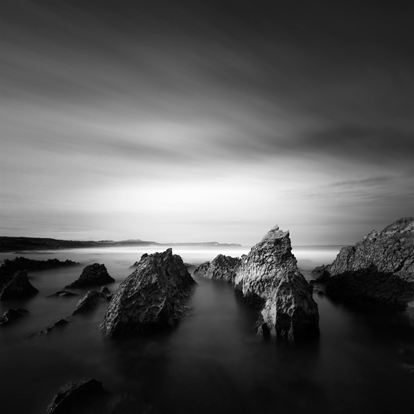sea seascapes Coast rocks longexposure black and white