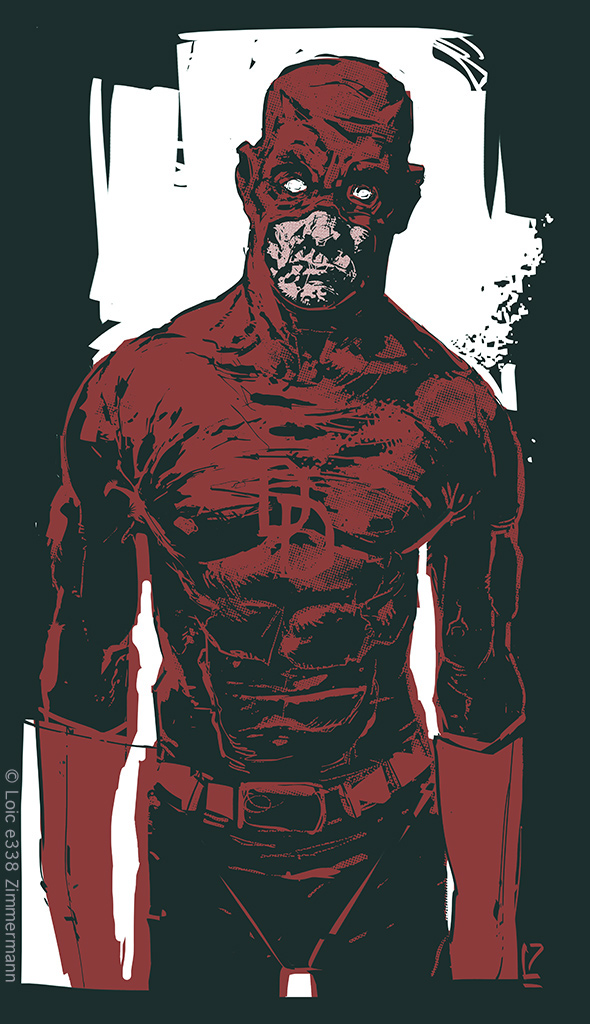 Daredevil comics blind Justice red silkcreen screenprint SuperHero