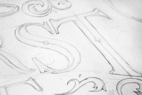 lettering filigree sketch